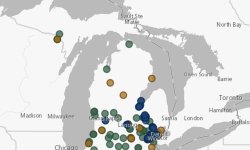 screenshot of Map of Michigan contaminated sites