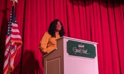 Kristina Karamo at a podium 