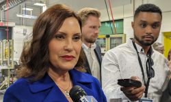 Gov. Gretchen Whitmer talking to reporters