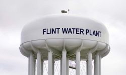 Water Tower At Flint Water Plant In Flint,