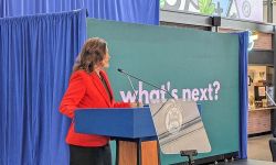 Michigan Gov. Gretchen Whitmer on the stage