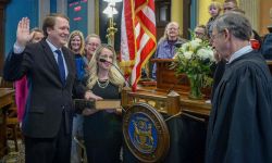Michigan Senate Minority Leader Aric Nesbitt, R-Porter Township, being sworn in