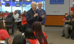 Joe Biden talking to UAW members