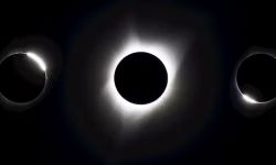 Composite image of moments before, during and after totality