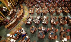 Birds eye view of the Michigan House Chambers