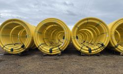 yellow coils of pipeline
