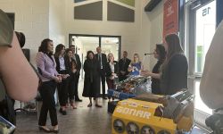 Michigan Gov. Gretchen Whitmer talking to students