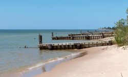 An empty beach at Ludington State Park