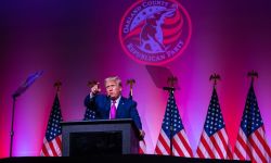 Donald Trump at a podium