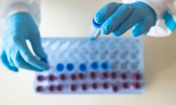 Someone holding up coronavirus testing vials 