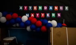 A sign that says "Attendance Matters." 