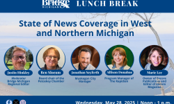 A collage of photos showing the participants in the Lunch Break panel