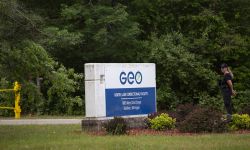 A sign for the North Lake Correctional Facility in Baldwin, Michigan.