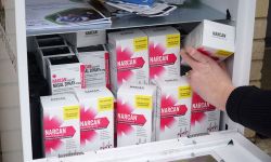 A box filled with Narcan is being filled. 