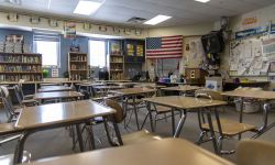 An empty classroom. 