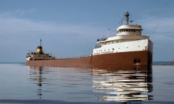 Edmund Fitzgerald ship on the lake.