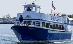 Shepler’s Mackinac Island Ferry in the water. 