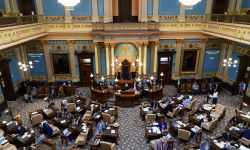  The senate chamber in active session inside the Michigan State Capitol in Lansing, Mich. on Tuesday, June 10, 2025