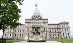 Outside view of the Michigan State Capitol in Lansing, Mich.