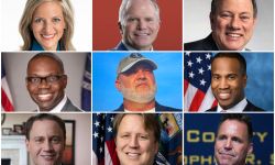 Headshots of Jocelyn Benson, Mike Cox, Mike Duggan, Garlin Gilchrist, Anthony Hudson, John James, Tom Leonard, Aric Nesbitt and Chris Swanson. 