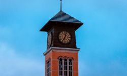 A clock tower at Grand Valley State University