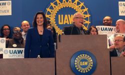 Gretchen Whitmer and UAW president Dennis Williams