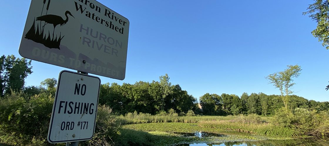 sign by huron river
