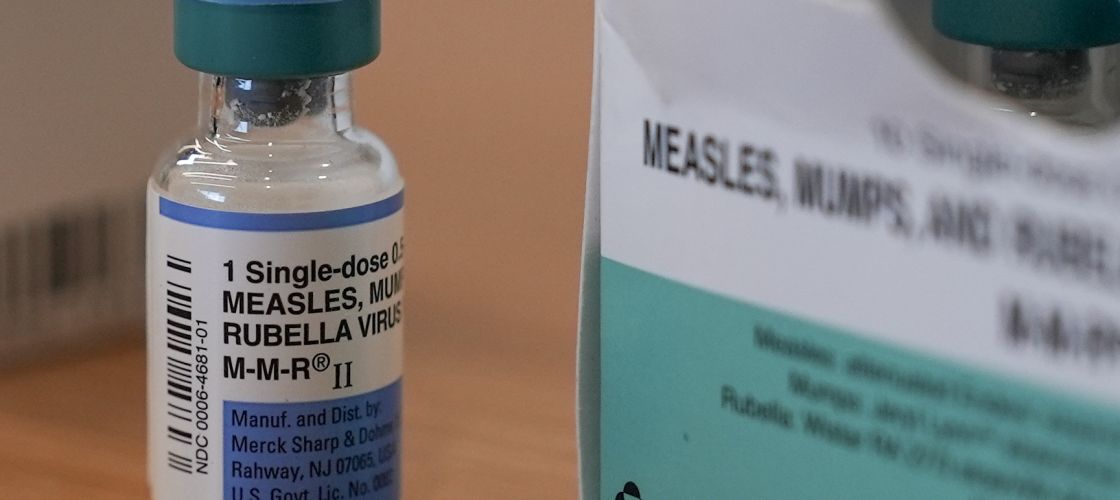 A bottle for the measles vaccine. 