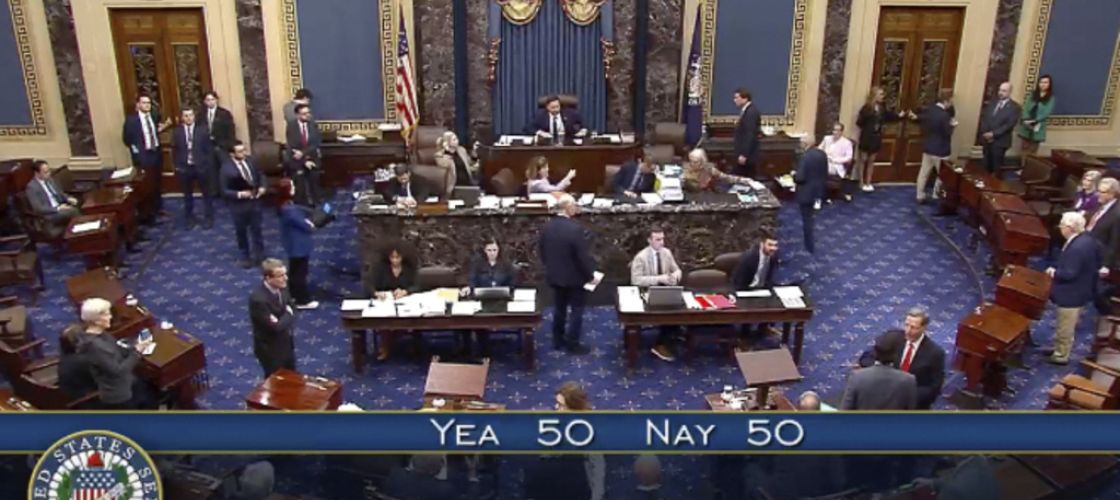 A screenshot of the US Senate voting on the "big, beautiful bill."
